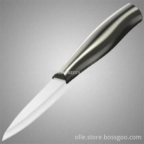 Ceramic knife, white zirconia blade with stainless steel handle